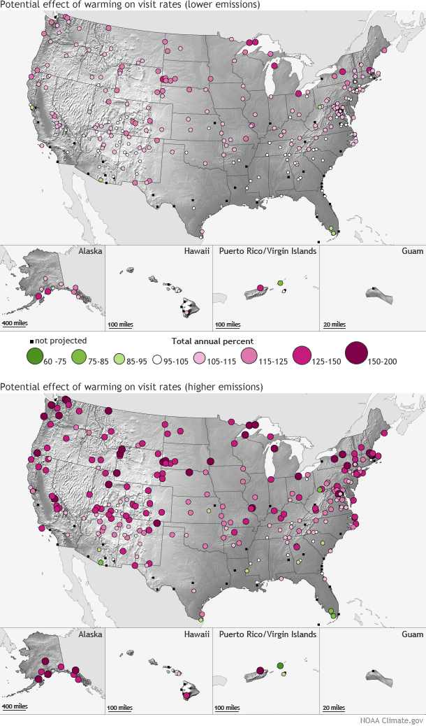 Higher- and lower-emission scenarios