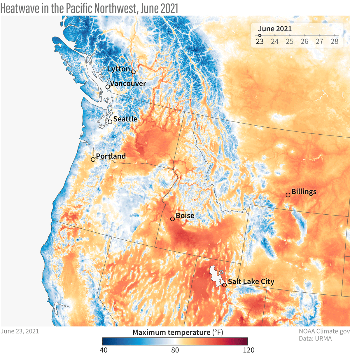 Animated map showing increasing area and intensity of orange-to-red colors