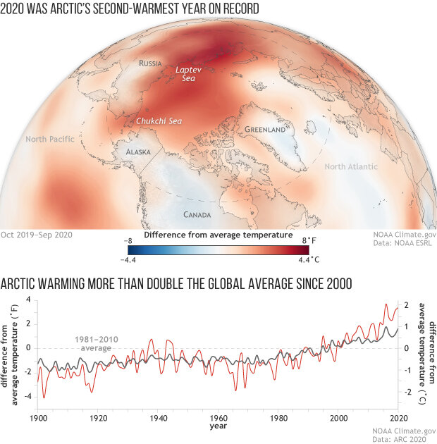 Arctic temperature map