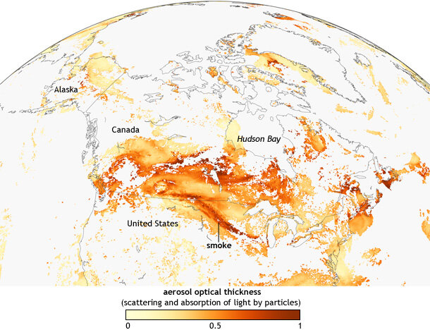 Aerosol optical thickness map