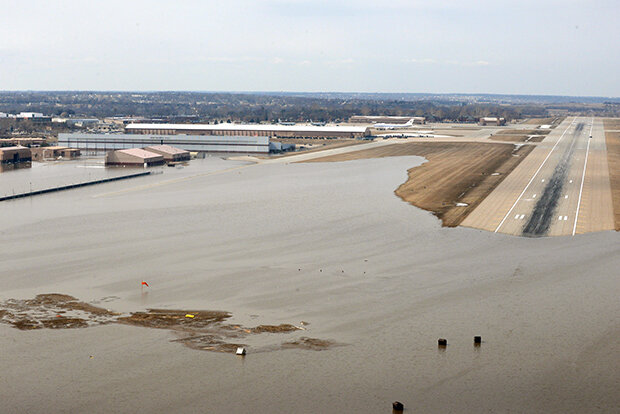 Flooded parts of Nebraska's Offutt Air Force Base on March 17, 2019