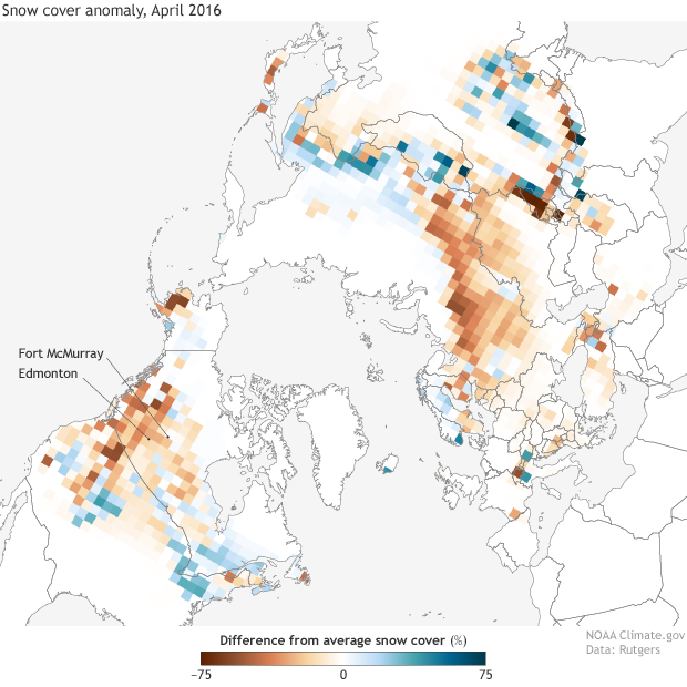 Snow cover anomaly map