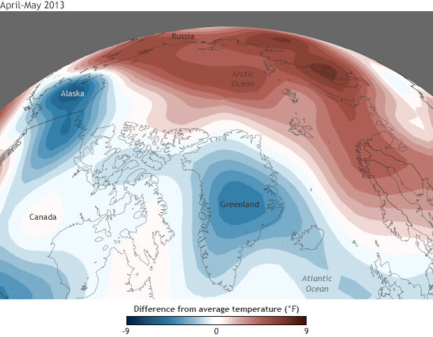 Temperature anomaly map