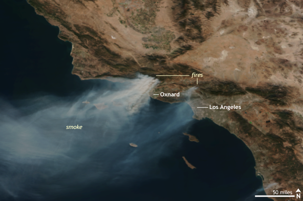 Suomi NPP satellite image of California on December 6, 2017