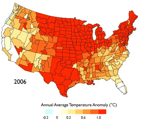 Temperature anomaly map