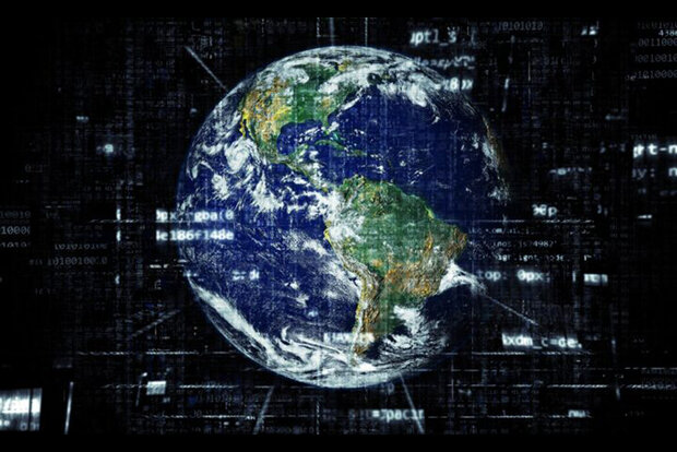 Globe against black background