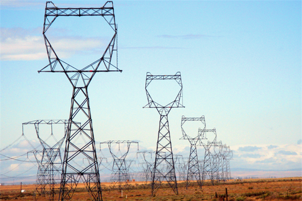 Power lines on prairie