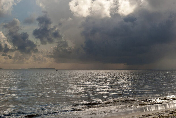 Rainstorm over ocean