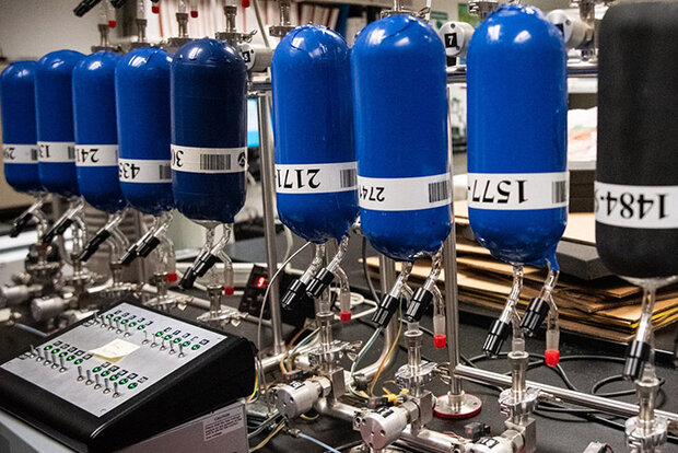 Gas containers in lab