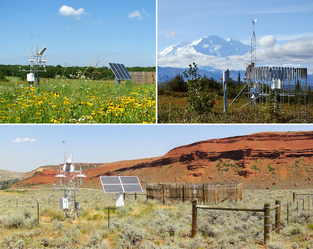 Montage of observation stations in three different environments