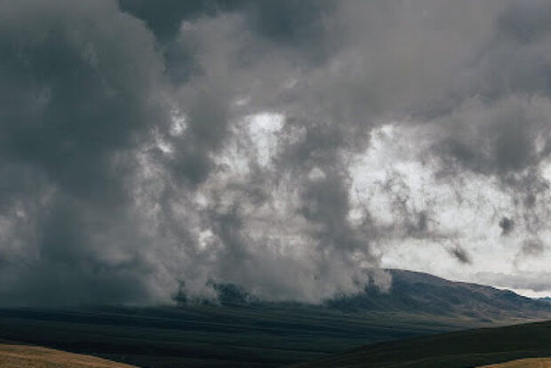 Rainfall over hillside