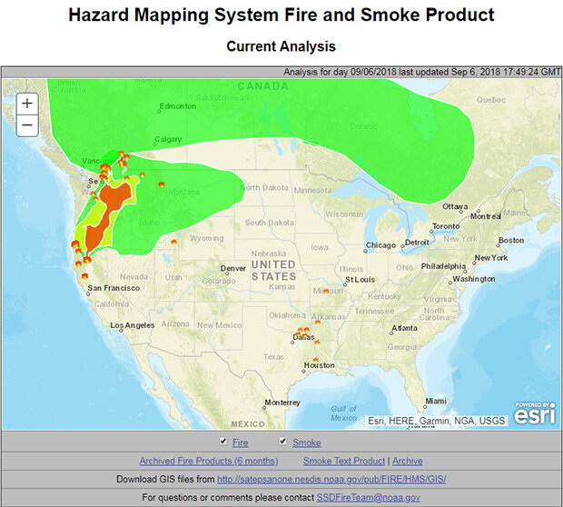 Hazard Mapping System Fire and Smoke product screenshot
