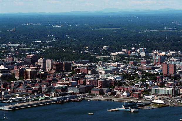 Urban city on riverfront