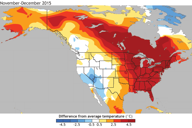 November-December 2015 temperature anomalies