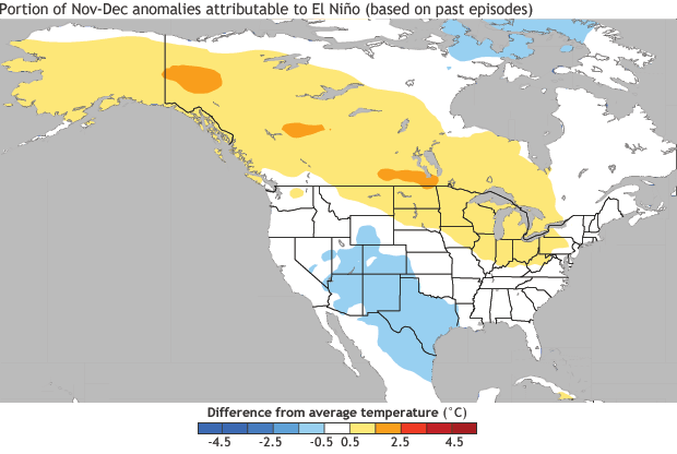 Portion of Nov-Dec anomalies attributable to El Nino