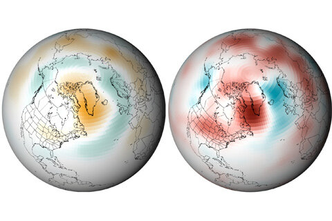 Greenland pressure and temperature maps
