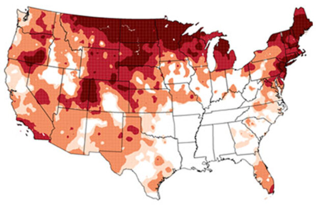 Winter temperature trends map